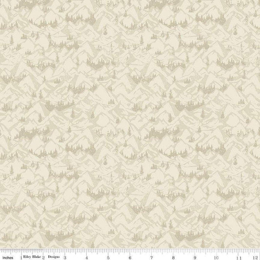 Legends of the National Parks Mountains C13284 Cream - Riley Blake - Tone-on-Tone - Quilting Cotton Fabric