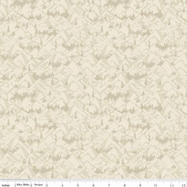 SALE Legends of the National Parks Mountains C13284 Cream - Riley Blake - Tone-on-Tone Trees - Quilting Cotton Fabric