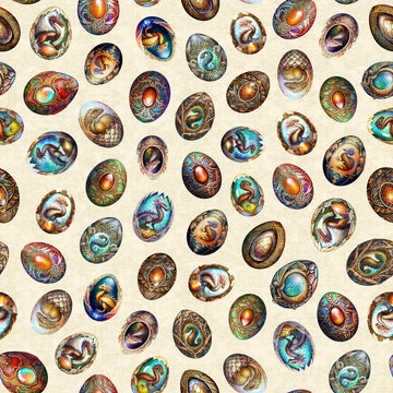 Dragon Fyre 29930 Dragon Eggs E - QT Fabrics - Fire Breathing Dragons - Quilting Cotton Fabric