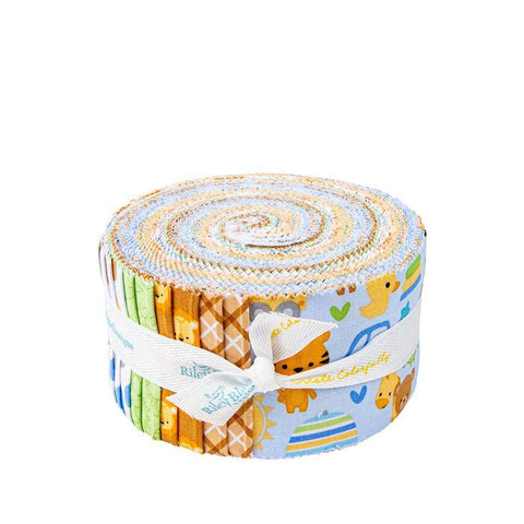 Image of the Special Delivery rolie polie by Doodlebug Design Inc for Riley Blake Designs. Features blue, yellow, and green baby boy themed fabrics. 
Cute Little Fabric Shop