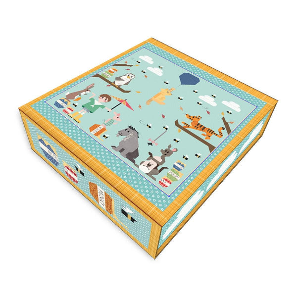 Image of the 100 Acre Wood Quilt Kit by Art East Quilting Co. using Lori Holt fabrics by Riley Blake Designs. Features Winnie-the-Pooh animals on a quilt in a keepsake box with aqua and pink.
Cute Little Fabric Shop