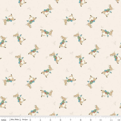 Image of the Flannel The Tale of Peter Rabbit Main Cream flannel cotton fabric by Beatrix Potter for Riley Blake Designs. Features characters on a cream background. 
Cute Little Fabric Shop