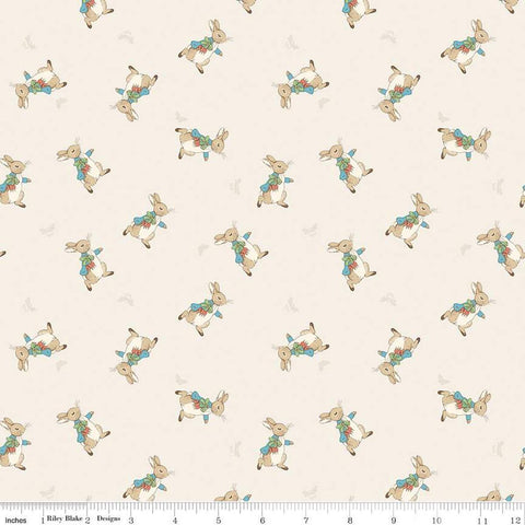 Image of the Flannel The Tale of Peter Rabbit Main Cream flannel cotton fabric by Beatrix Potter for Riley Blake Designs. Features characters on a cream background. 
Cute Little Fabric Shop