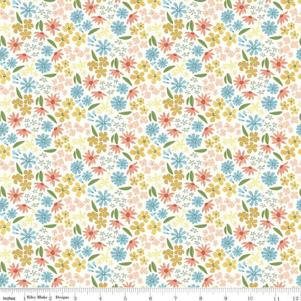 SALE Albion Flowers C14591 Cream by Riley Blake Designs - Floral - Quilting Cotton Fabric