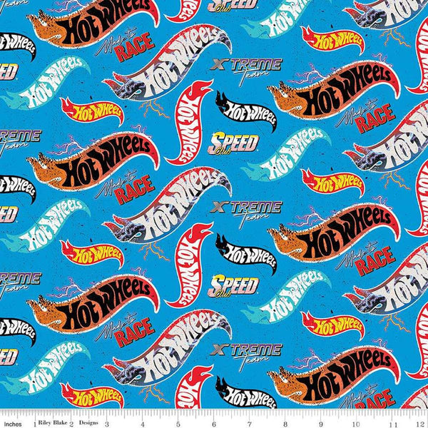 Image of the Hot Wheels Made to Race Logo Toss Blue quilting cotton fabric by Riley Blake Designs. Official licensed product. Territorial sales restrictions may apply. Features logos on a blue background.
Cute Little Fabric Shop