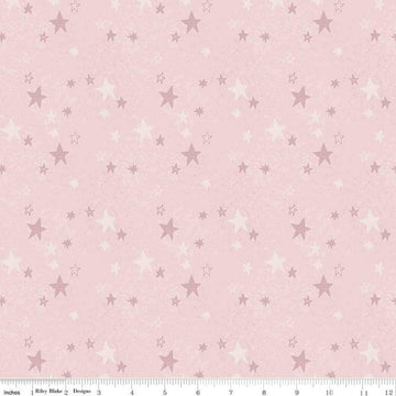 Image of the Flannel Safari Stargazing Girl Stars Pink flannel fabric by Riley Blake Designs. Features animals on a light pink background. 
Cute Little Fabric Shop