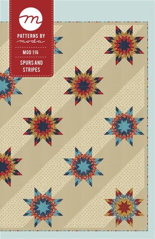 Image of the Spurs and Stripes quilt pattern by Moda Fabrics. Features a quilt pattern with stars on a striped background. 
Cute Little Fabric Shop