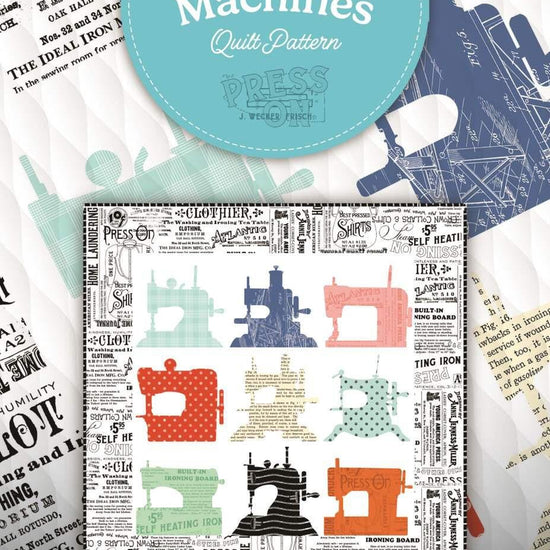Image of the Machines quilt pattern by J. Wecker Frisch for Riley Blake Designs. Features sewing machines on a white background on a quilt.
Cute Little Fabric Shop