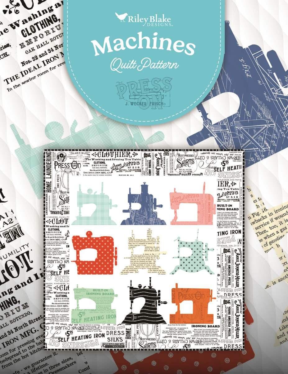 Image of the Machines quilt pattern by J. Wecker Frisch for Riley Blake Designs. Features sewing machines on a white background on a quilt.
Cute Little Fabric Shop