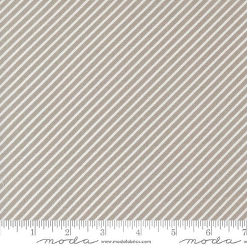 Image of the Laguna Sunrise Stripes Stone quilting cotton fabric by Sherri & Chelsi for Moda Fabrics. Features diagonal stripes on a gray background. 
Cute Little Fabric Shop