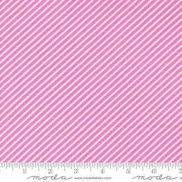 Image of the Laguna Sunrise Stripes Sweet Pea quilting cotton fabric by Sherri & Chelsi for Moda Fabrics. Features diagonal stripes on a pink purple background. 
Cute Little Fabric Shop