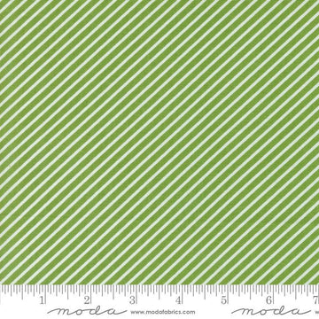 Image of the Laguna Sunrise Stripes Fresh Grass quilting cotton fabric by Sherri & Chelsi for Moda Fabrics. Features diagonal stripes on a green background. 
Cute Little Fabric Shop