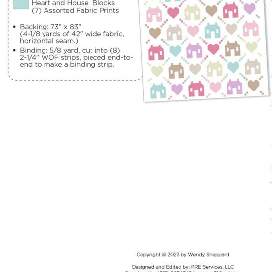 Image of the Friendly Neighborhood quilt pattern by Wendy Sheppard for Riley Blake Designs. Features the fabric requirements for the quilt. 
Cute Little Fabric Shop