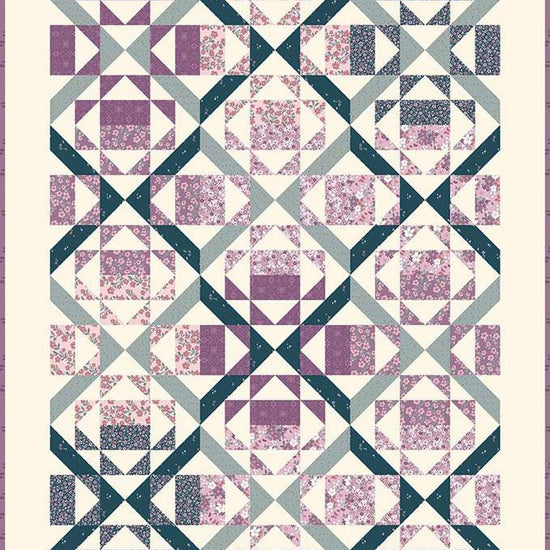 Image of the Poinsettias quilt pattern by Krystal Stahl from Its Sew Emma for Riley Blake Designs. Features star blocks on a cream background. 
Cute Little Fabric Shop