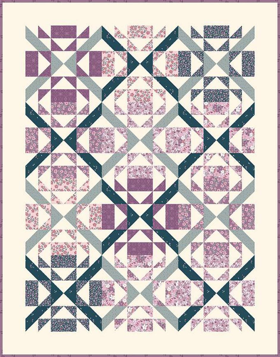 Image of the Poinsettias quilt pattern by Krystal Stahl from Its Sew Emma for Riley Blake Designs. Features star blocks on a cream background. 
Cute Little Fabric Shop