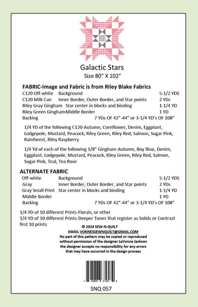 Image of the Galactic Stars quilt pattern by La Vonne Jackson for Riley Blake Designs. Features the fabric requirements for the quilt.
Cute Little Fabric Shop