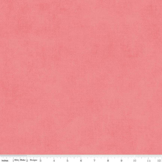Image of the Shades Lipstock quilting cotton fabric by Riley Blake Designs. Features a coral pink fabric with a mottled semisold background. 
Cute Little Fabric Shop
