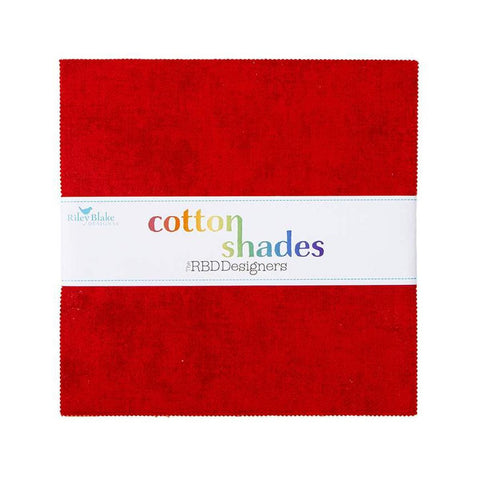 Image of the Cotton Shades 10 inch stacker by The RBD Designers for Riley Blake Designs. Features semisolid patterned fabric on rainbow backgrounds. 
Cute Little Fabric Shop