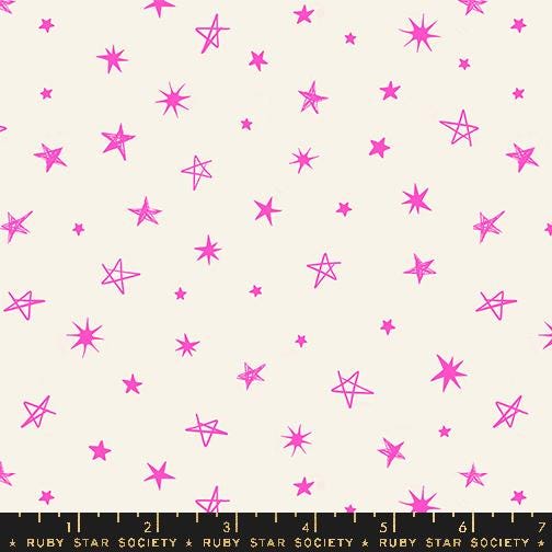 Image of the Teddy and the Bears Stars Glow Rose quilting cotton fabric by Sarah Watts for Ruby Star Society, distributed by Moda Fabrics. Features sketched stars on a light cream background. 
Cute Little Fabric Shop