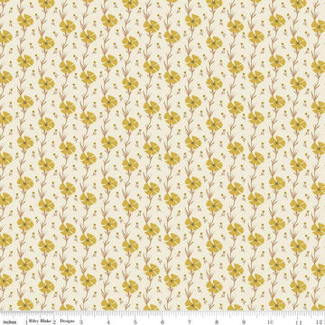 Image of the Wanderlust Carnation Cream quilting cotton fabric by Danelys Sidron for Riley Blake Designs. Features flowers and leaves on a cream background. 
Cute Little Fabric Shop