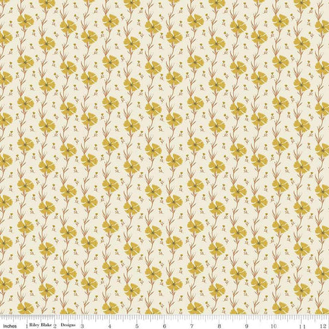 Image of the Wanderlust Carnation Cream quilting cotton fabric by Danelys Sidron for Riley Blake Designs. Features flowers and leaves on a cream background. 
Cute Little Fabric Shop