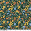 Image of the Wanderlust Main Dark Green quilting cotton fabric by Danelys Sidron for Riley Blake Designs. Features flowers, leaves, and birds on a dark green background. 
Cute Little Fabric Shop