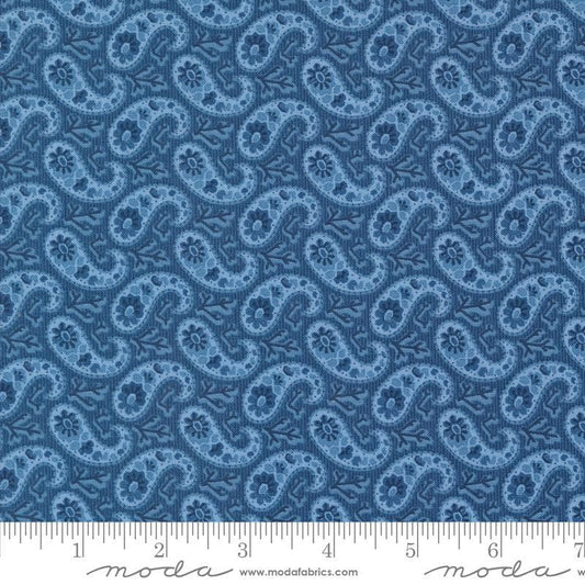 Grand Haven Bandana Paisley 14986 Nautical Blue - Moda Fabrics - Stripe Geometric Abstract - Quilting Cotton Fabric