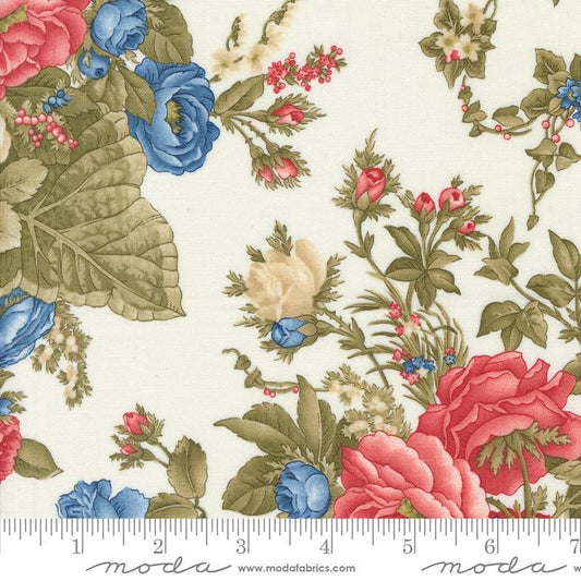 9" End of Bolt - SALE Grand Haven Cabbage Rose 14980 Cream - Moda Fabrics - Floral Flower - Quilting Cotton Fabric