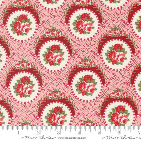 SALE Grand Haven Sweet Floral 14981 Pink - Moda Fabrics - Floral Flower Circles - Quilting Cotton Fabric