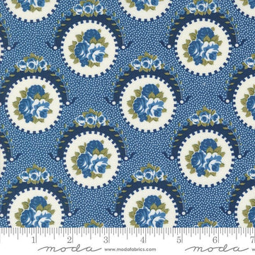 SALE Grand Haven Sweet Floral 14981 Nautical Blue - Moda Fabrics - Floral Flower Circles - Quilting Cotton Fabric