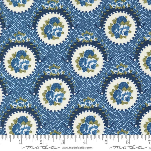 SALE Grand Haven Sweet Floral 14981 Nautical Blue - Moda Fabrics - Floral Flower Circles - Quilting Cotton Fabric