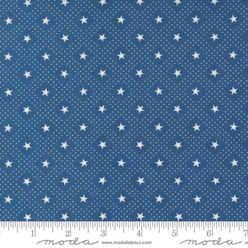 Fat Quarter End of Bolt - SALE Grand Haven Star Check 14982 Nautical Blue - Moda Fabrics - Stars Dots Scattered - Quilting Cotton Fabric