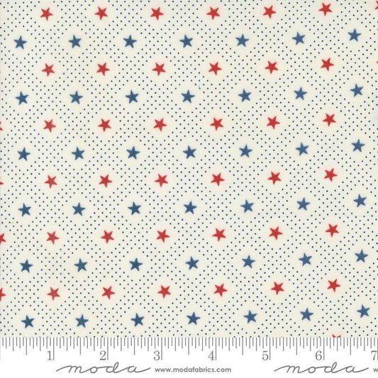 Fat Quarter End of Bolt - SALE Grand Haven Star Check 14982 Cream - Moda Fabrics - Stars Dots Scattered - Quilting Cotton Fabric