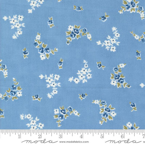 SALE Grand Haven Blooming Garlands 14983 Sky - Moda Fabrics - Small Blossoms Flower Floral - Quilting Cotton Fabric