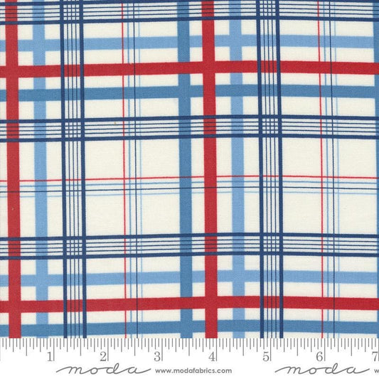 Fat Quarter End of Bolt Piece SALE Grand Haven Plaid Checks 14989 Cream - Moda Fabrics - Multicolored Plaid Stripes - Quilting Cotton Fabric