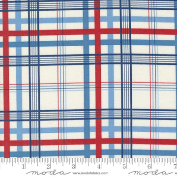 25" End of Bolt Piece - SALE Grand Haven Plaid Checks 14989 Cream - Moda Fabrics - Multicolored Plaid Stripes - Quilting Cotton Fabric
