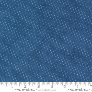 DEAL Grand Haven Dotted Shirting 14988 Nautical Blue - Moda Fabrics - Small Striped Dots - Quilting Cotton Fabric