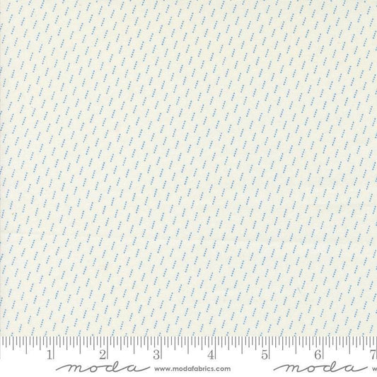 31" End of Bolt - Grand Haven Dotted Shirting 14988 Cream Sky - Moda Fabrics - Small Striped Dots - Quilting Cotton Fabric