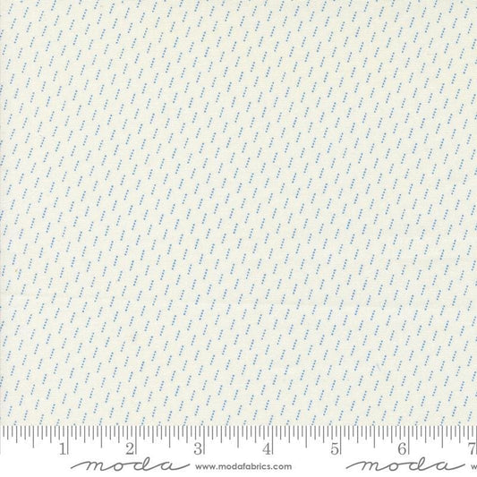 Fat Quarter End of Bolt - SALE Grand Haven Dotted Shirting 14988 Cream Sky - Moda Fabrics - Small Striped Dots - Quilting Cotton Fabric