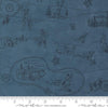 12" End of Bolt - Saddle Ranch Westward Landscape Blue Jeans Cowboy Fabric 33795 - Moda Fabrics Quilting Cotton