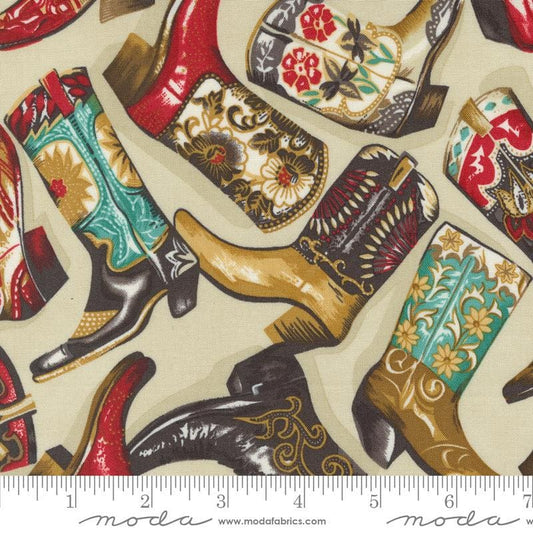 23" End of Bolt - Saddle Ranch Boot Scootin 33791 Trail Dust - Moda Fabrics - Cowboy Shoes Boots - Quilting Cotton Fabric