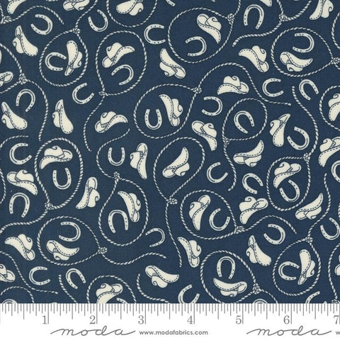 18" End of Bolt - Saddle Ranch Tack Room 33796 Night Sky - Moda Fabrics - Western Hats Lasso - Quilting Cotton Fabric
