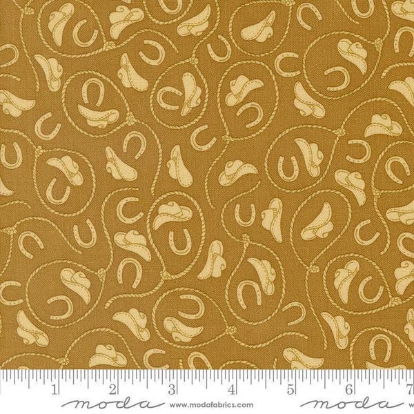 Saddle Ranch Tack Room 33796 Wheat - Moda Fabrics - Western Hats Lasso - Quilting Cotton Fabric