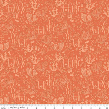 Hoist the Sails Treasure C12982 Orange - Riley Blake Designs - Treasure Chests Pirate Loot Tone-on-Tone - Quilting Cotton Fabric