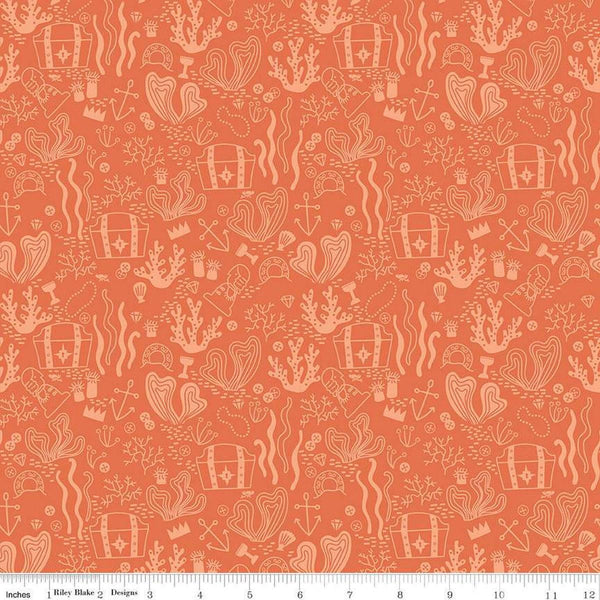 Hoist the Sails Treasure C12982 Orange by Riley Blake Designs - Treasure Chests Pirate Loot Tone-on-Tone - Quilting Cotton Fabric