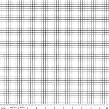 Sew Journal Graph Paper C13886 Black - Riley Blake - Geometric Grid - J. Wecker Frisch - Quilting Cotton Fabric