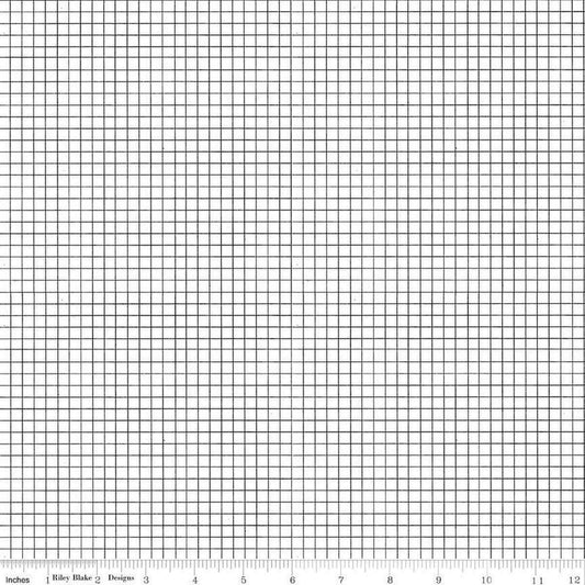 Sew Journal Graph Paper C13886 Black - Riley Blake - Geometric Grid - J. Wecker Frisch - Quilting Cotton Fabric