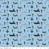 SALE Coming Home Armed Forces Main C14420 Blue - Riley Blake Designs - Personnel Vehicles Icons Patriotic - Quilting Cotton Fabric
