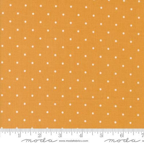 Image of the Magic Dot Goldie quilting cotton fabric by Lella Boutique for Moda Fabrics. Features multicolored polka dots on a mustard yellow background. 
Cute Little Fabric Shop