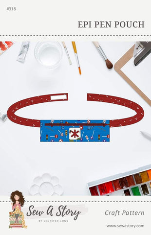 Image of the Epi Pen Pouch pattren by Jennifer Long for Riley Blake Designs. Features a small zippered pouch on a waist band. 
Cute Little Fabric Shop